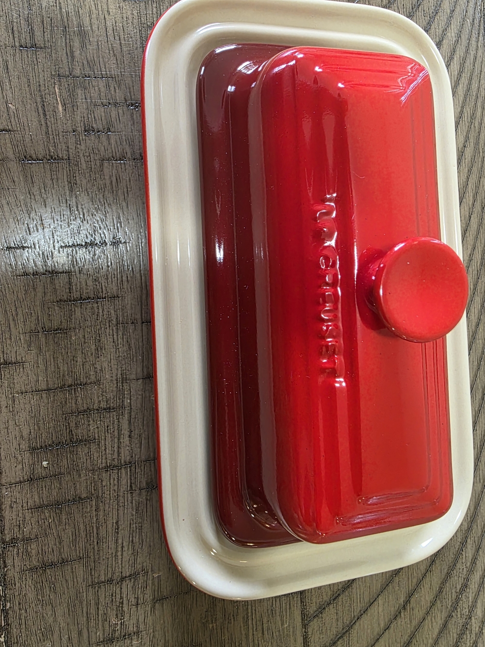 Le Creuset Red Butter Dish